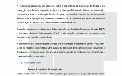 Conferência “Fundos da UE: para a ameaça de fraude ou corrupção, a defesa do conhecimento, transparência e integridade”