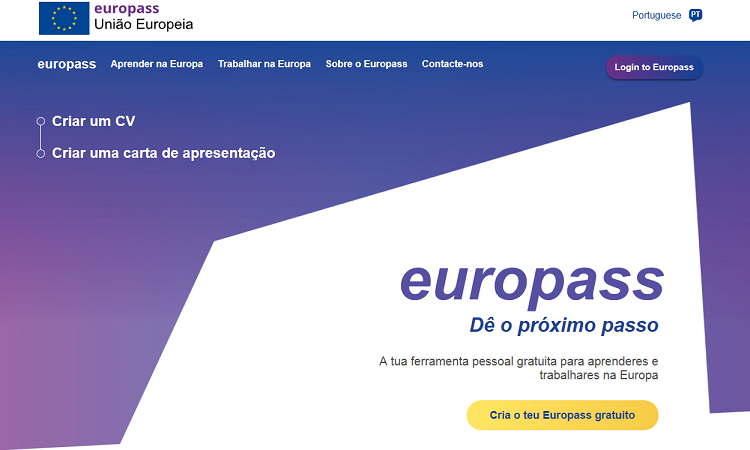 Imagem homepage Nova Plataforma Europass