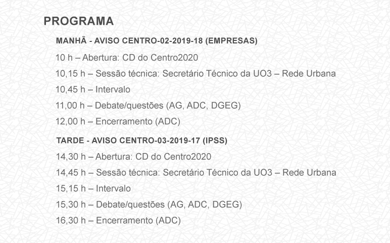 Imagem Programa Sessões Centro 2020 12 de novembro 2019